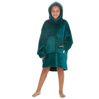 18C946: Kids Plain Over Sized Plush Hoodie- Teal (One Size - 7-13 Years)